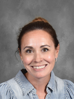 Larissa Cleary is wearing a blue shirt.