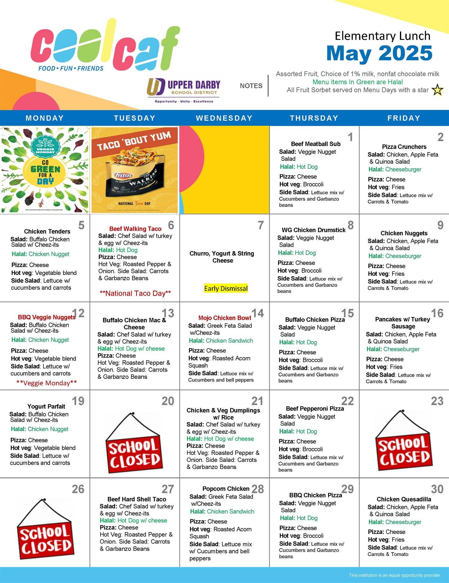  May Menu Options
